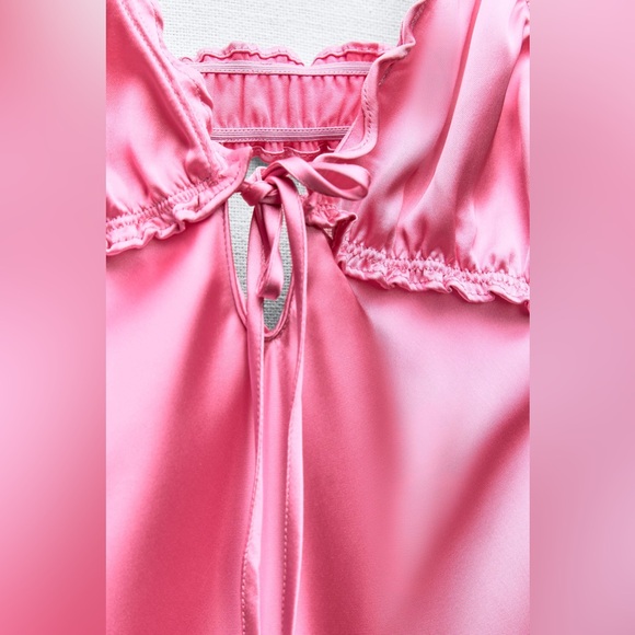 Zara long dress maxi hot pink satin lingerie evening party wedding holiday - Picture 12 of 16